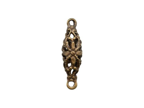 Vintaj Natural Brass Filigree Jewelry Connector, 5x17mm (pair)