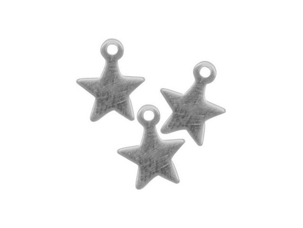 Tiny Star Charms, 9x7mm - White Plate (12 Pieces)