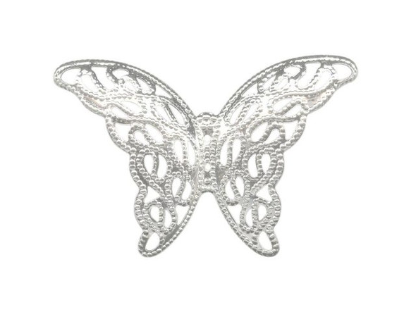 27x39mm Silver Plated Filigree, Butterfly Wing #44-158-3