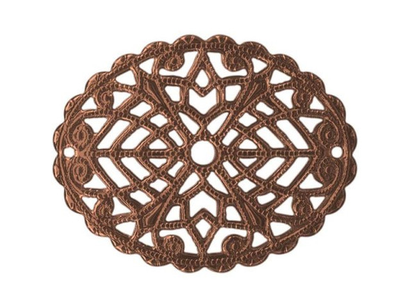 23x29mm Antiqued Copper-Plated Domed Oval Filigree Component – Jewelry Making