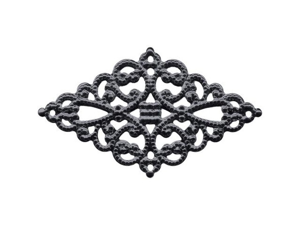 45x26mm Gunmetal Filigree, Diamond (12 Pieces)