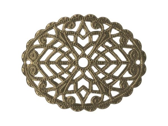 23x29mm Antiqued Brass Plated Filigree, Domed Oval (12 Pieces)