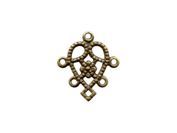 Antiqued Brass Plated Filigree, Small, Heart (12 Pieces)