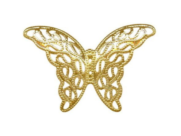 27x39mm Gold Plated Filigree, Butterfly Wing (12 Pieces)