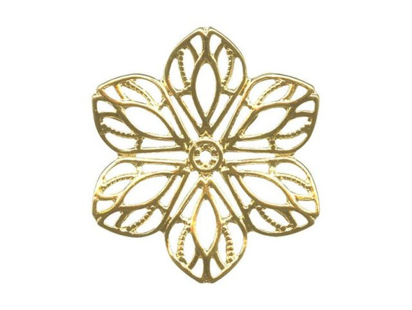 22mm Gold Plated Filigree, Flower (12 Pieces)