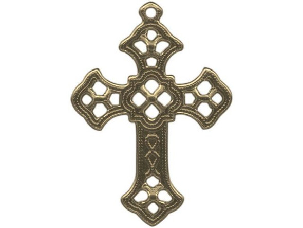 Antiqued Brass Plated Filigree, Cross (12 Pieces)