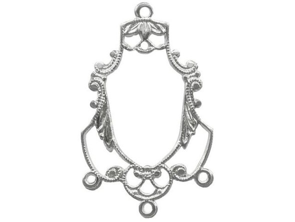 27x17mm White Plated Filigree, Victorian, 4 Loops (12 Pieces)