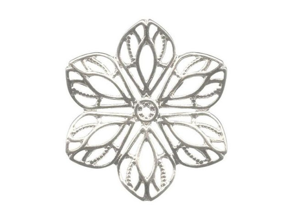 22mm Silver Plated Filigree, Flower (12 Pieces)