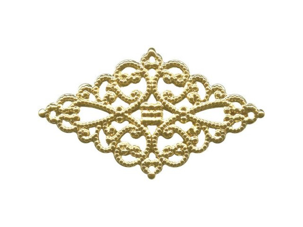 45x26mm Gold Plated Filigree, Diamond (12 Pieces)