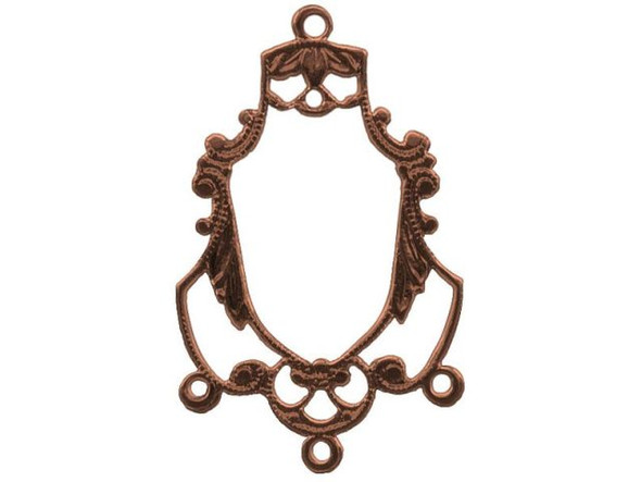 27x17mm Antiqued Copper Plated Filigree, Victorian, 4 Loops (12 Pieces)