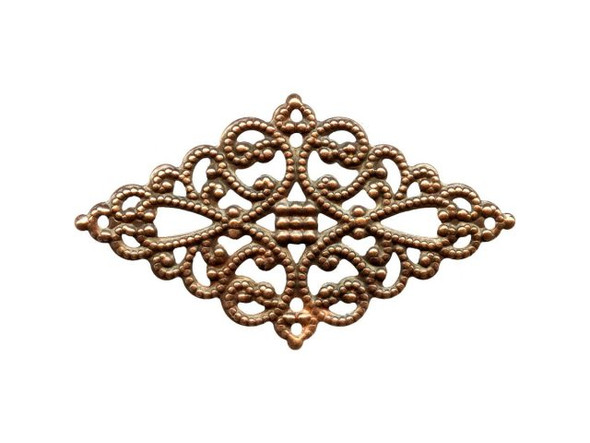 45x26mm Antiqued Copper Plated Filigree, Diamond (12 Pieces)
