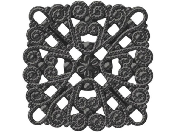 28mm Gunmetal Filigree, Square (12 Pieces)