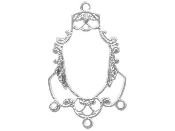 27x17mm Silver Plated Filigree, Victorian, 4 Loops (12 Pieces)