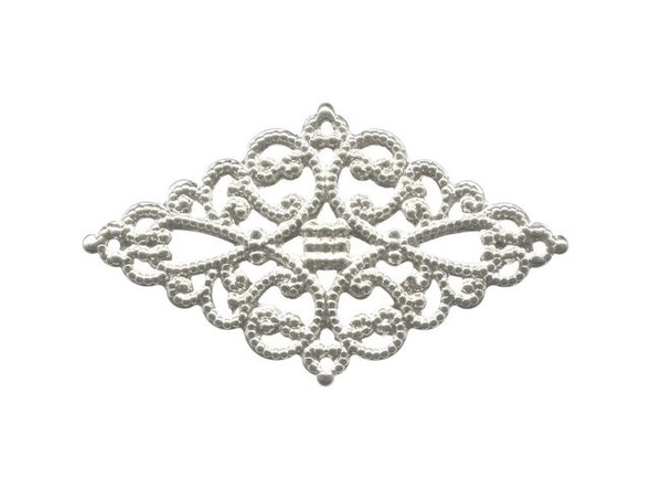 45x26mm Silver Plated Filigree, Diamond (12 Pieces)