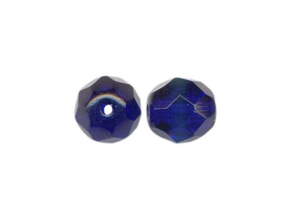 8mm Round Fire-Polish Czech Glass Bead - Cobalt (100 Pieces)