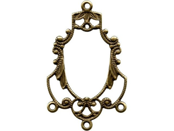 27x17mm Antiqued Brass Plated Filigree, Victorian, 4 Loops (12 Pieces)