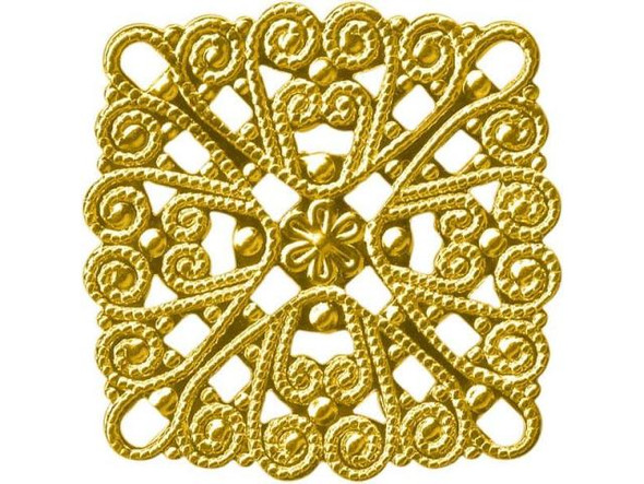 28mm Gold Plated Filigree, Square #44-155-4