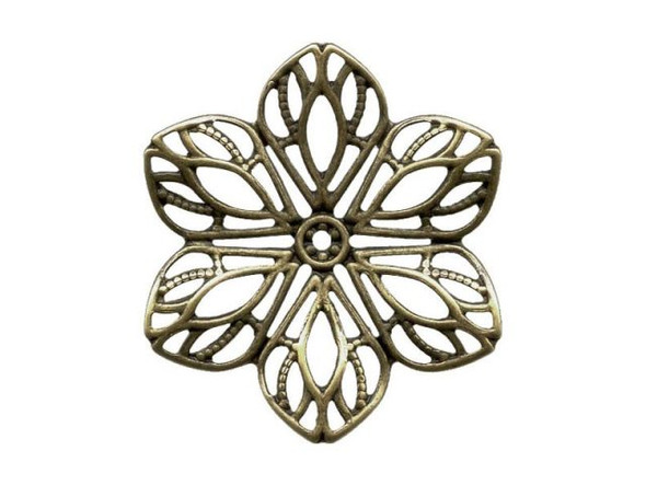 22mm Antiqued Brass Plated Filigree, Flower (12 Pieces)