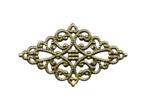 45x26mm Antiqued Brass Plated Filigree, Diamond (12 Pieces)