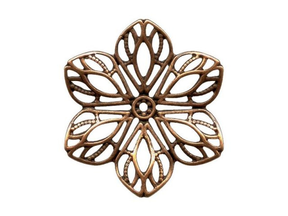 22mm Antiqued Copper Plated Filigree, Flower (12 Pieces)