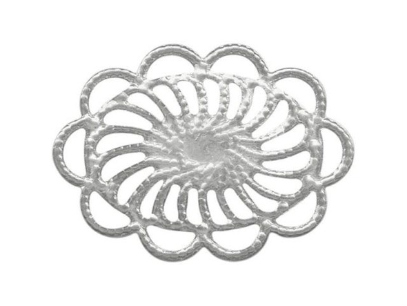 White Plated Filigree, Oval (12 Pieces)