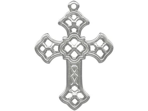 White Plated Filigree, Cross (12 Pieces)