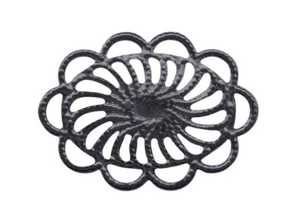 Gunmetal Filigree, Oval (12 Pieces)