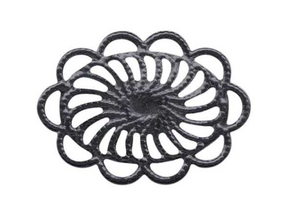 Gunmetal Oval Filigree Component – Jewelry Making