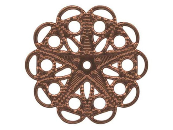 25mm Antiqued Copper Plated Filigree, 25mm Round (12 Pieces)