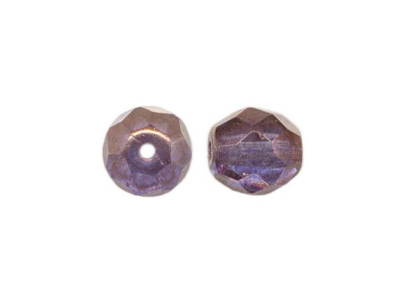 8mm Round Fire-Polish Czech Glass Bead - Lavender Luster (100 Pieces)