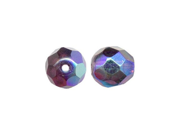 8mm Round Fire-Polish Czech Glass Bead - Amethyst AB (100 Pieces)