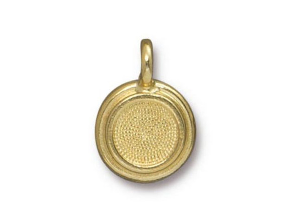 TierraCast Charm, Stepped Bezel Setting w Bail Loop - Gold Plated (Each)