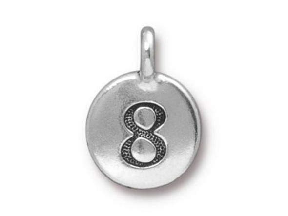 TierraCast Antiqued Silver Plated Number 8 Charm (each)