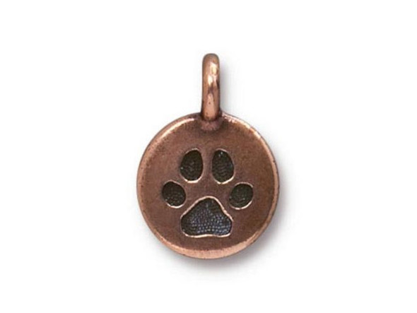 TierraCast Antiqued Copper Plated Paw Print Charm (Each)