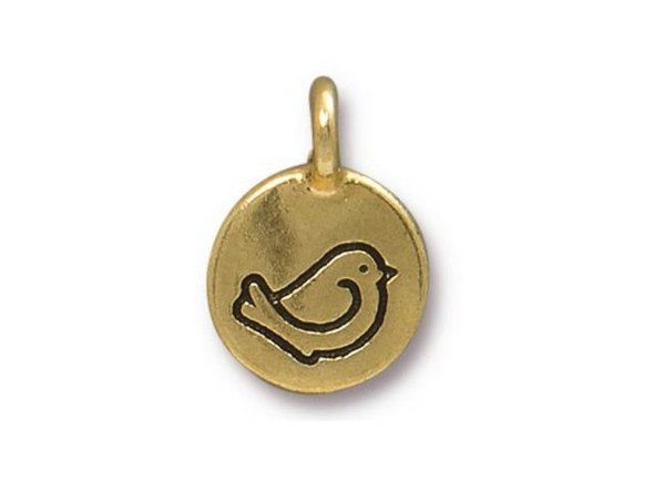 TierraCast Antiqued Gold Plated Fat Bird Charm (Each)