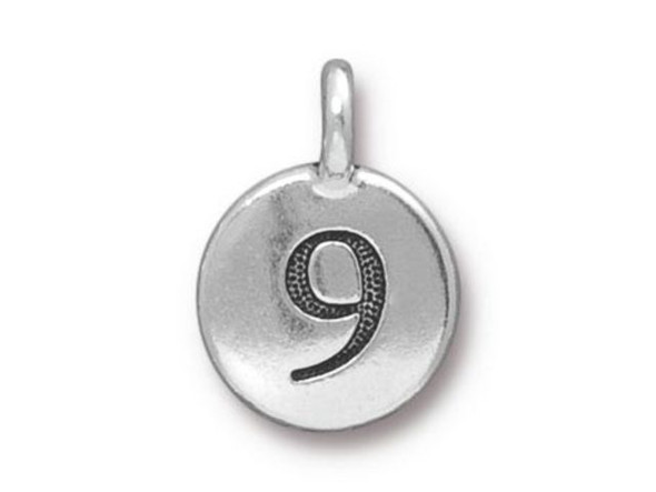 TierraCast Antiqued Silver Plated Number 9 Charm (each)