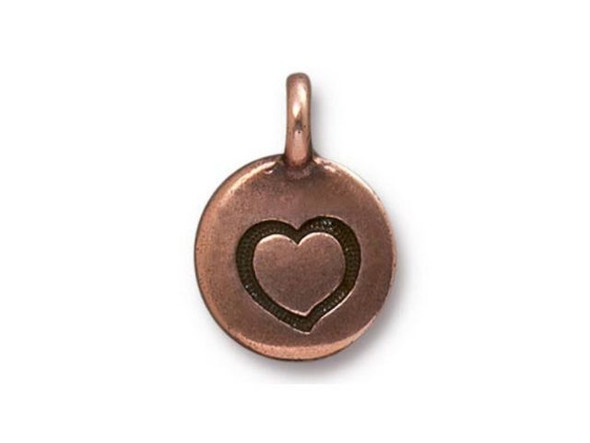 TierraCast Antiqued Copper Plated Offset Heart Charm (Each)