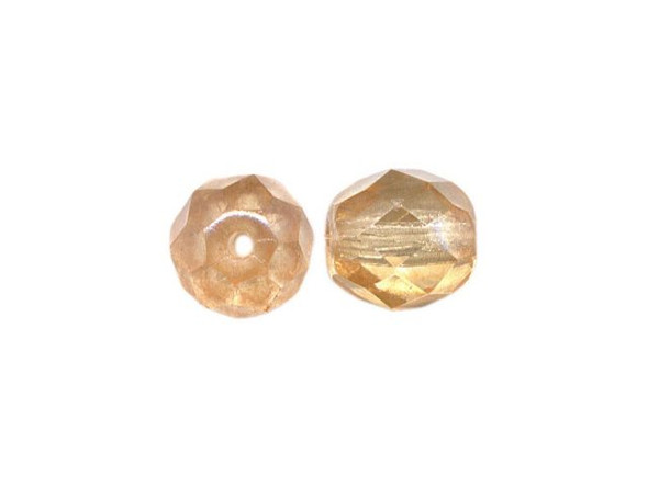 8mm Round Fire-Polish Czech Glass Bead - Champagne Luster (100 Pieces)