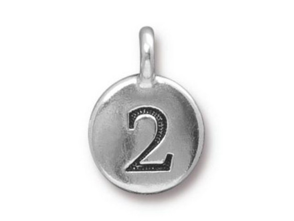 TierraCast Antiqued Silver Plated Number 2 Charm (Each)