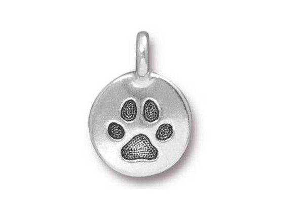 TierraCast Antiqued Silver Plated Paw Print Charm (Each)