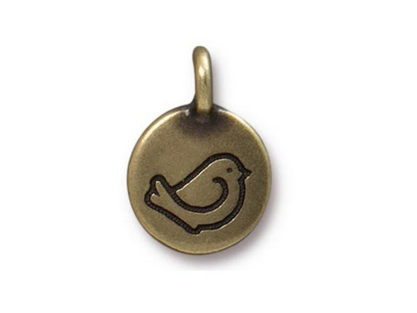 TierraCast Antiqued Brass Plated Fat Bird Charm (Each)