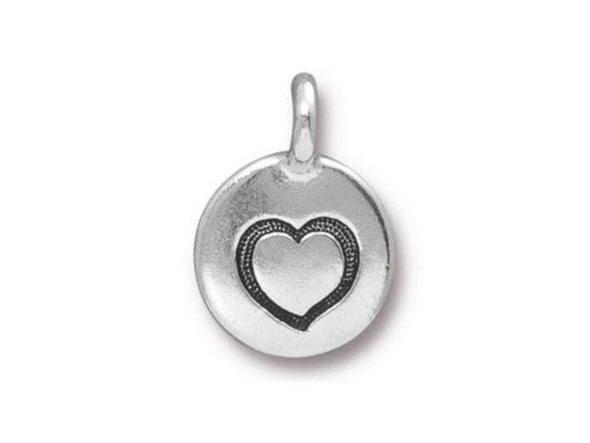 TierraCast Antiqued Silver Plated Offset Heart Charm (Each)