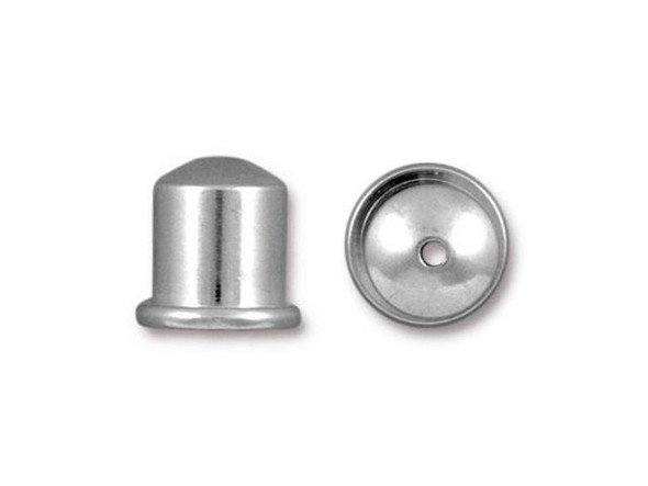 TierraCast Rhodium Plated Brass Cupola Cord End for 6mm Cord (Each)