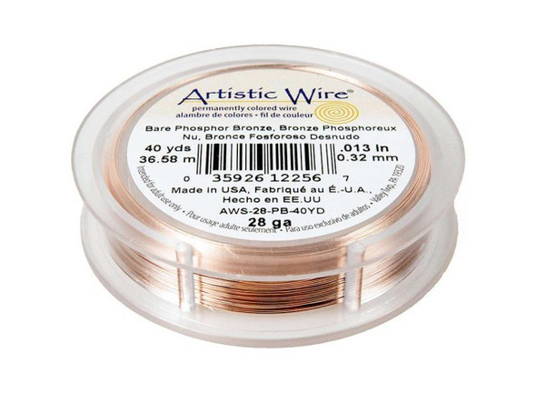 Artistic Wire Phosphor Bronze Jewelry Wire, 28ga, 40yd - Bare Bronze (Each)