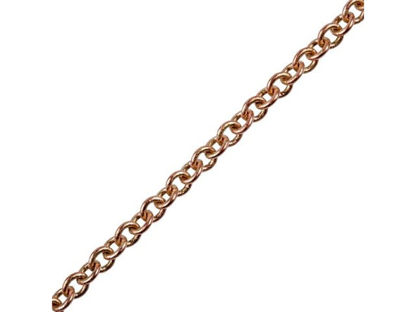 Red Brass Cable Chain, 2.1mm by the FOOT