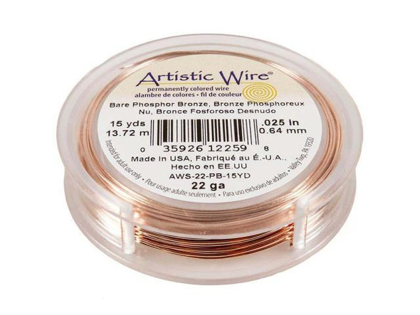 Artistic Wire Phosphor Bronze Jewelry Wire, 22ga, 15yd - Bare Bronze (Each)