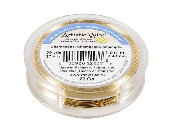 Artistic Wire Silver Plated Copper Jewelry Wire, 26ga, 30yd - Champagne (Each)