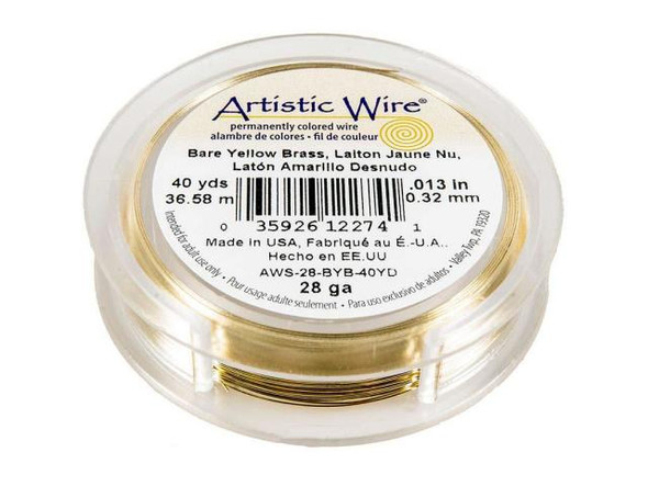 Artistic Wire Brass Jewelry Wire, 28ga, 40yd - Bare Yellow Brass (Each)