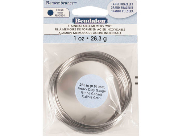 19ga Beadalon Stainless Steel Memory Wire Coil, Anklet/ Lg Bracelet, 1oz (Coil)