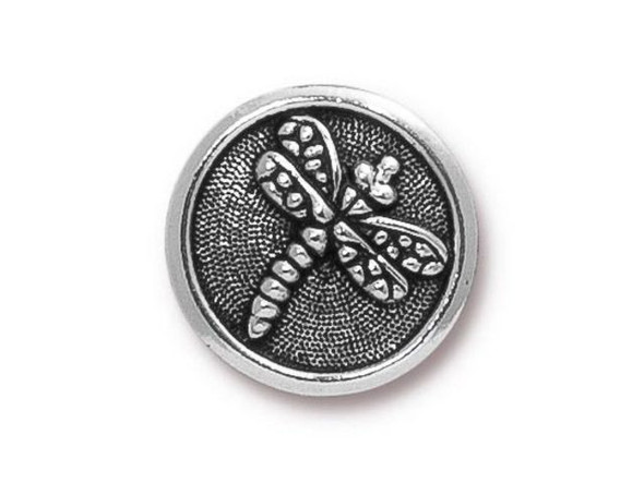 TierraCast Britannia Pewter Dragonfly Button - Antiqued Silver Plated (Each)